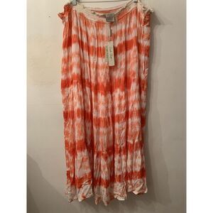 Charlie Paige Maxi Skirt Womens L/XL Pink Tie Dye Tiered Long Hippie Festival